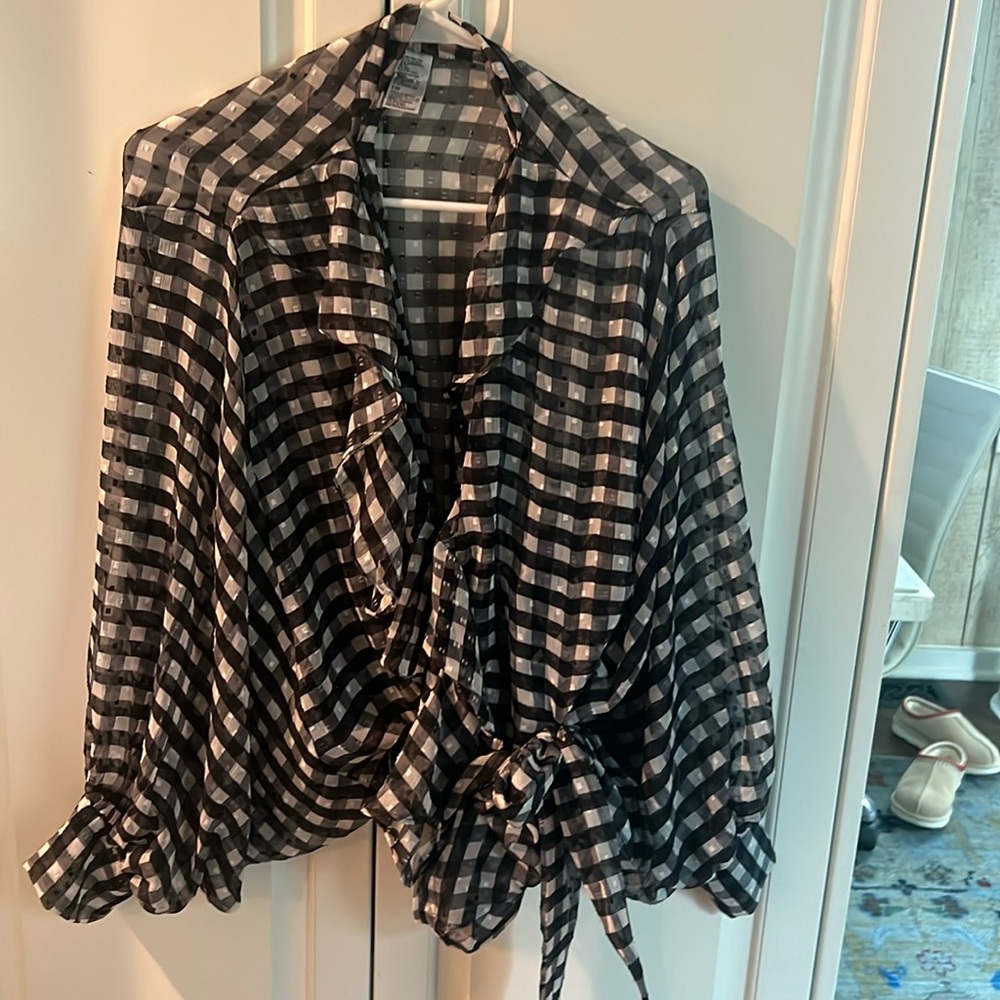 Free People gingham wrap top one size
